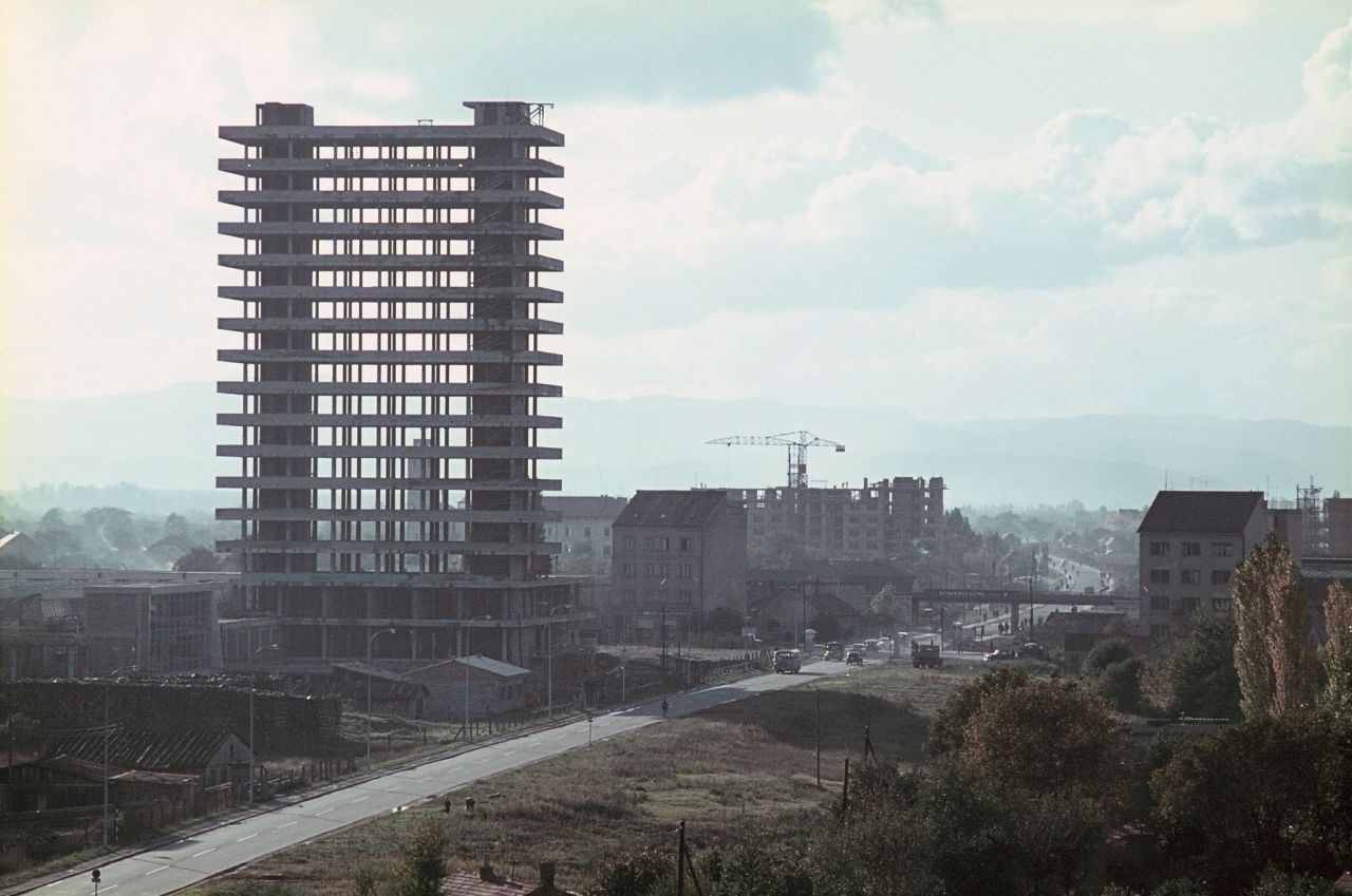 Vjesnikov neboder u izgradnji 1960. godine